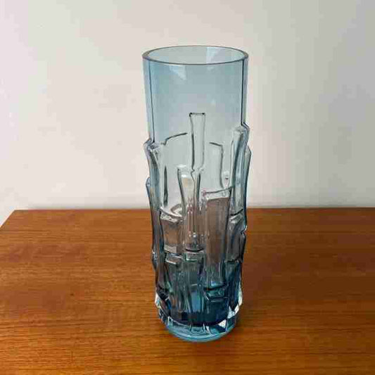 Grey glass bamboo vase by Bo Borgstrom for Aseda Sweden