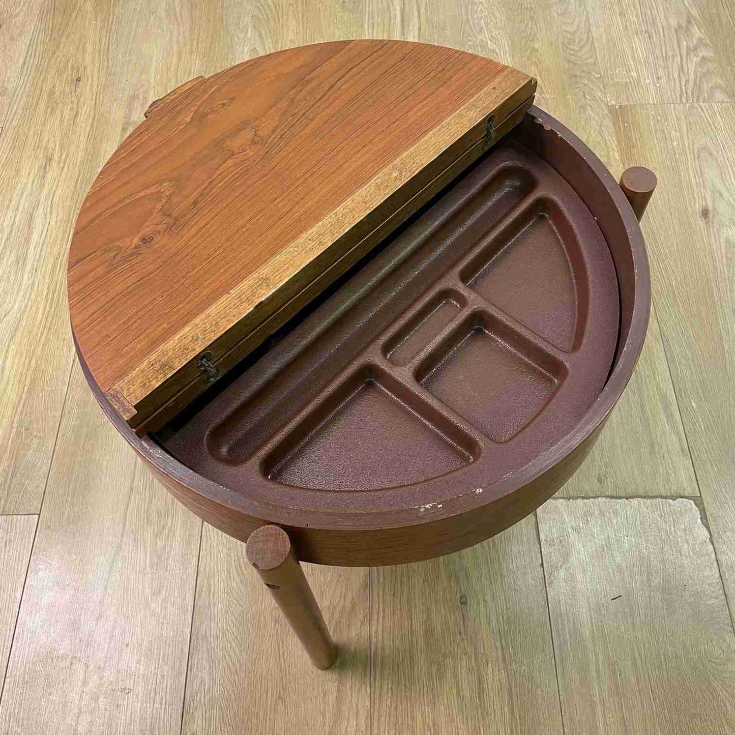 low 1960s slatted teak planter by R A Lister
