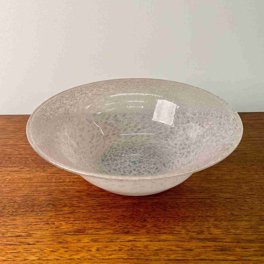 Pale pink and silver bowl by Vasart glass