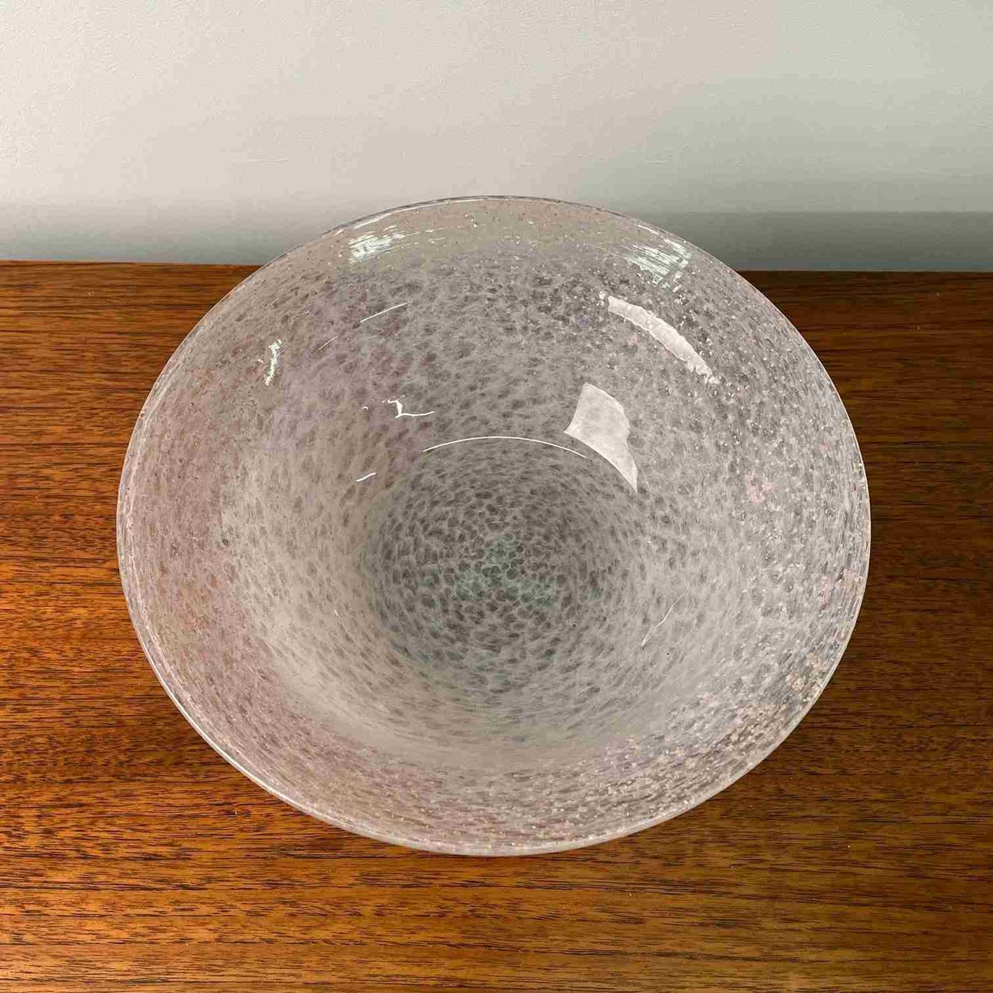 Pale pink and silver bowl by Vasart glass