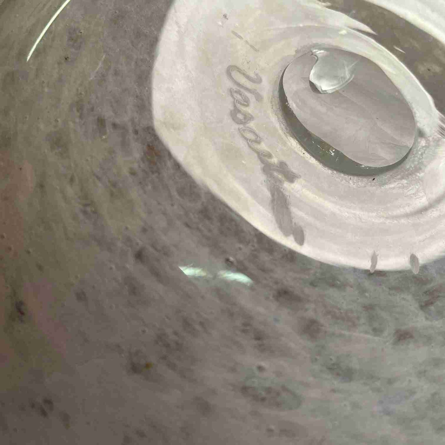 Pale pink and silver bowl by Vasart glass
