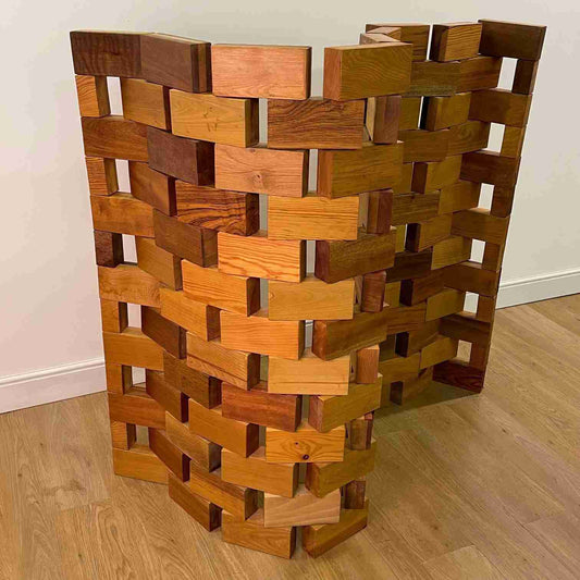 Contemporary wood block screen room divider