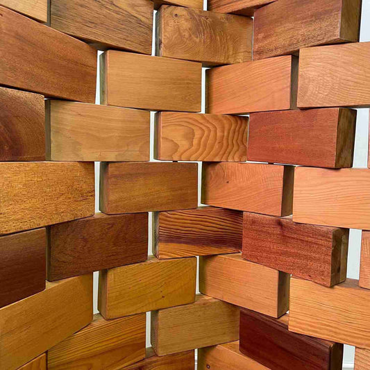 Contemporary wood block screen room divider