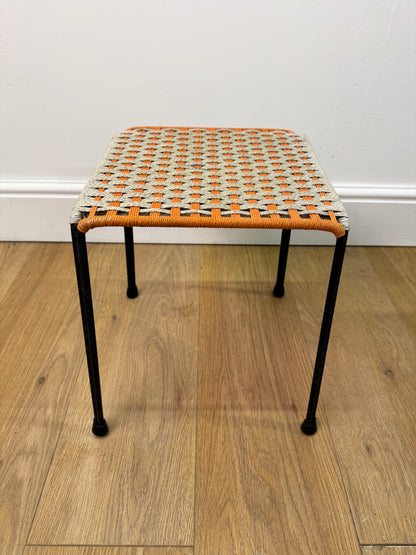 1950s woven stools on metal legs