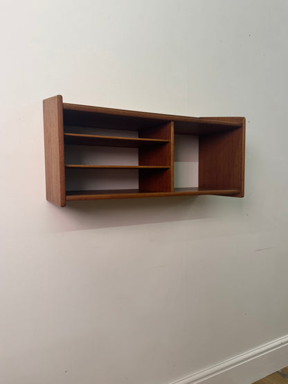 Danish teak wall mounted telephone shelf