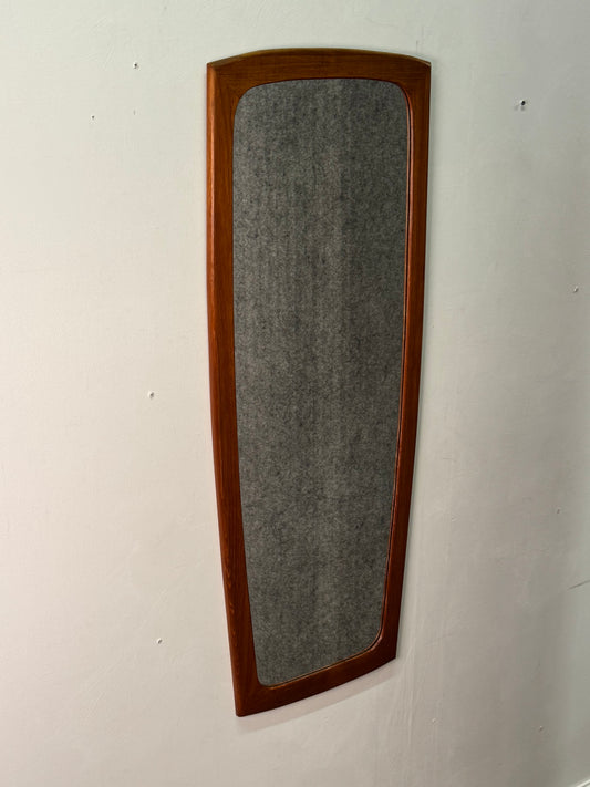 1960s tall teak wall hanging mirror