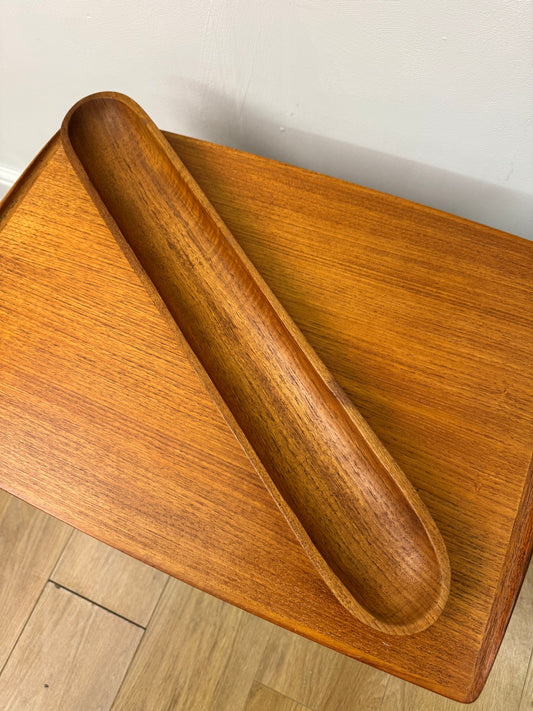 1970s long narrow teak dish