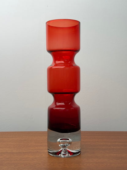 Tall Red glass vase by Bo Borgstrom for Aseda Sweden