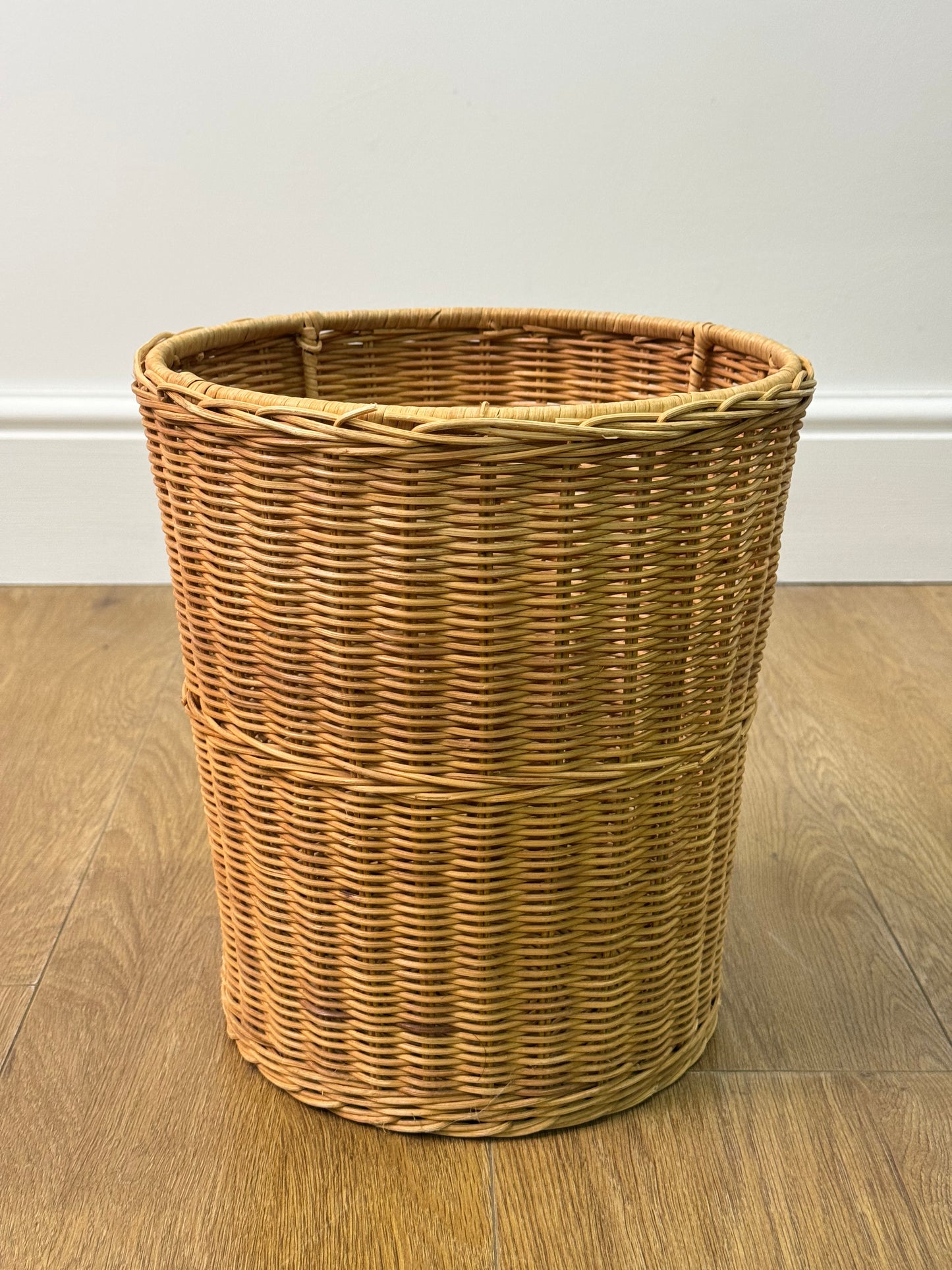 1970s wicker waste paper bin