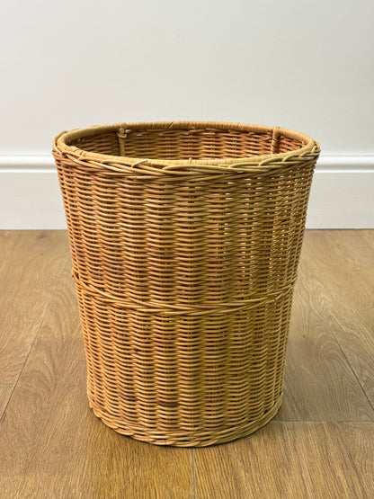 1970s wicker waste paper bin