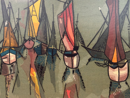 1960s tapestry picture of sailing boats