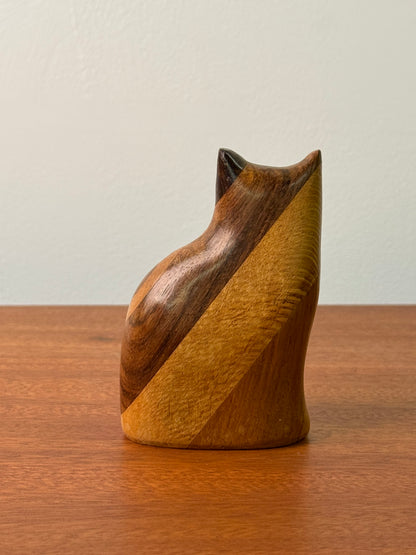 1980s wood cat figure
