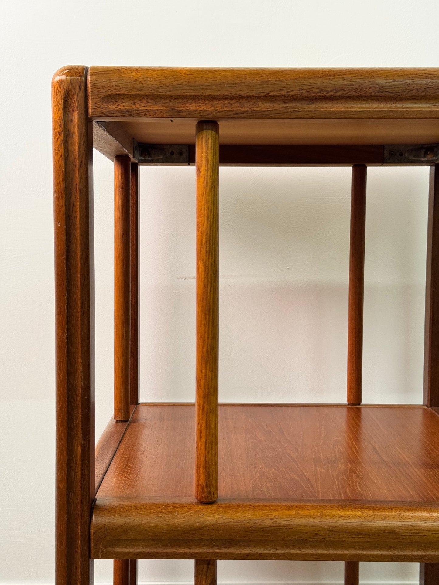 1970s Danish teak rotating display book case