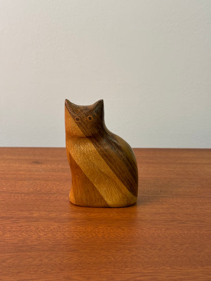 1980s wood cat figure