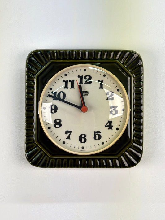 Vintage 1970s ceramic wall clock by Emes