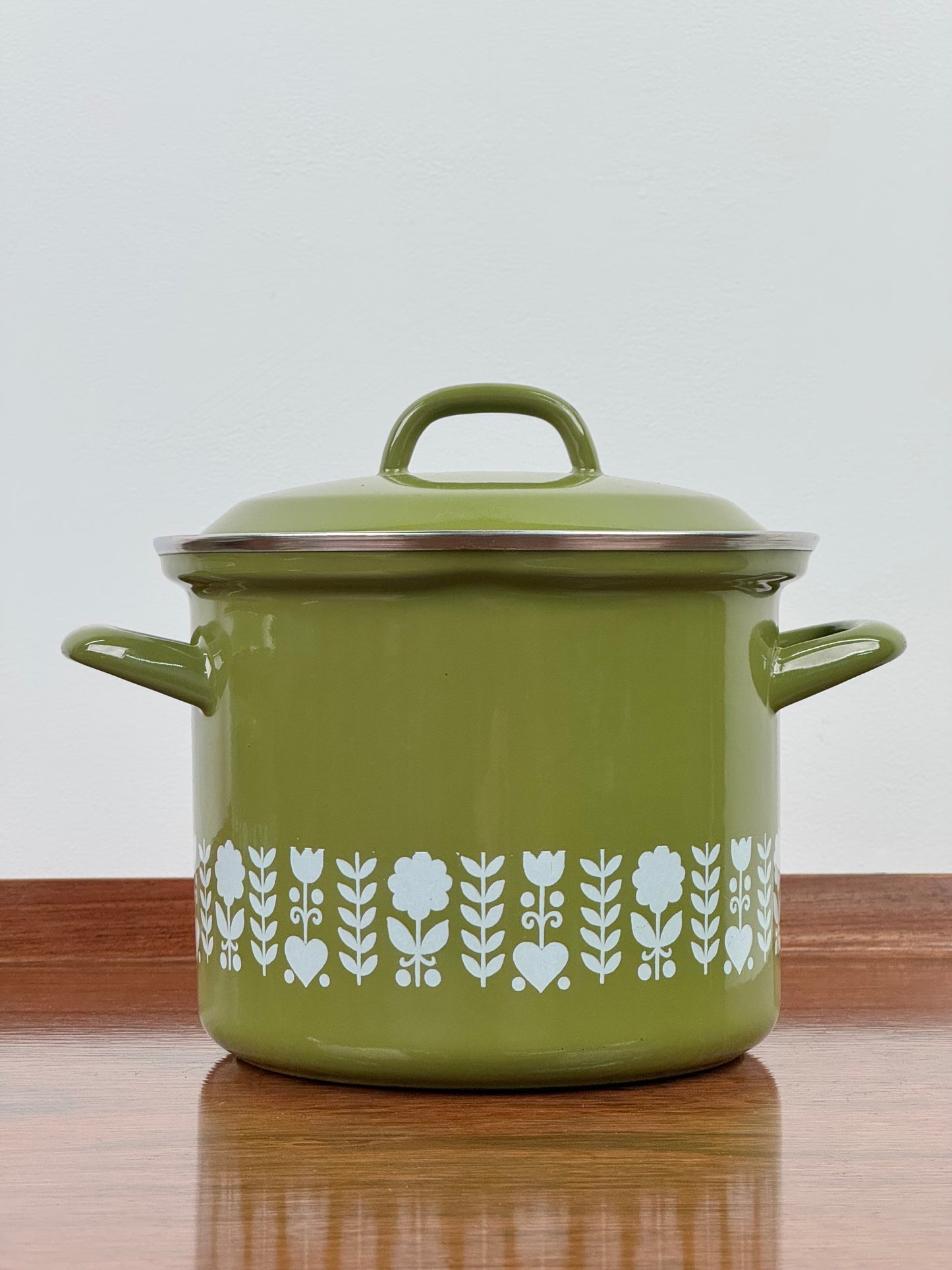 1970s green enamel cooking pots by Herma