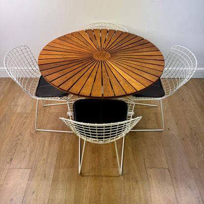 Teak Sunburst garden table by Daneline Denmark 1970s
