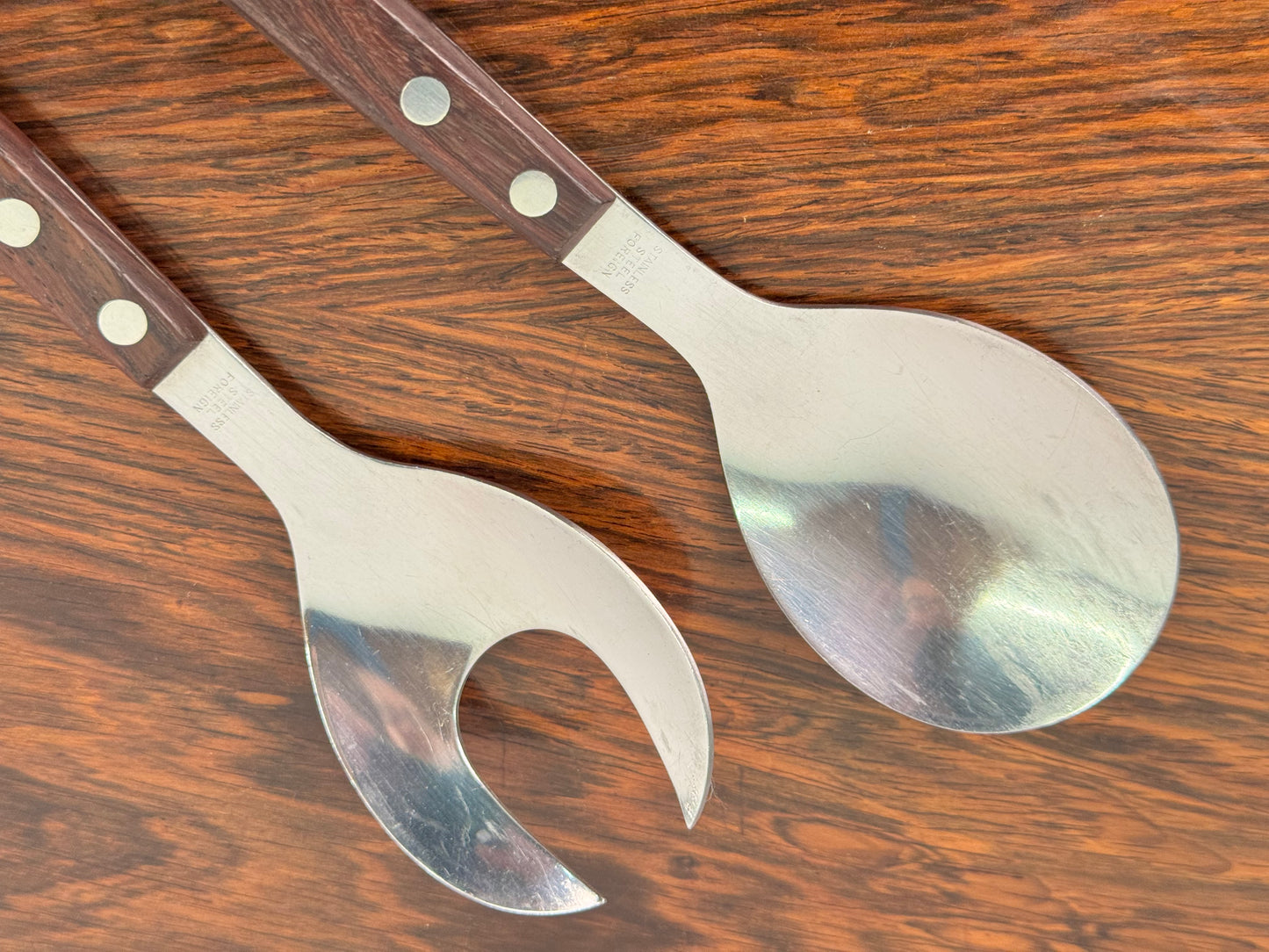 Stainless steel and rosewood salad servers
