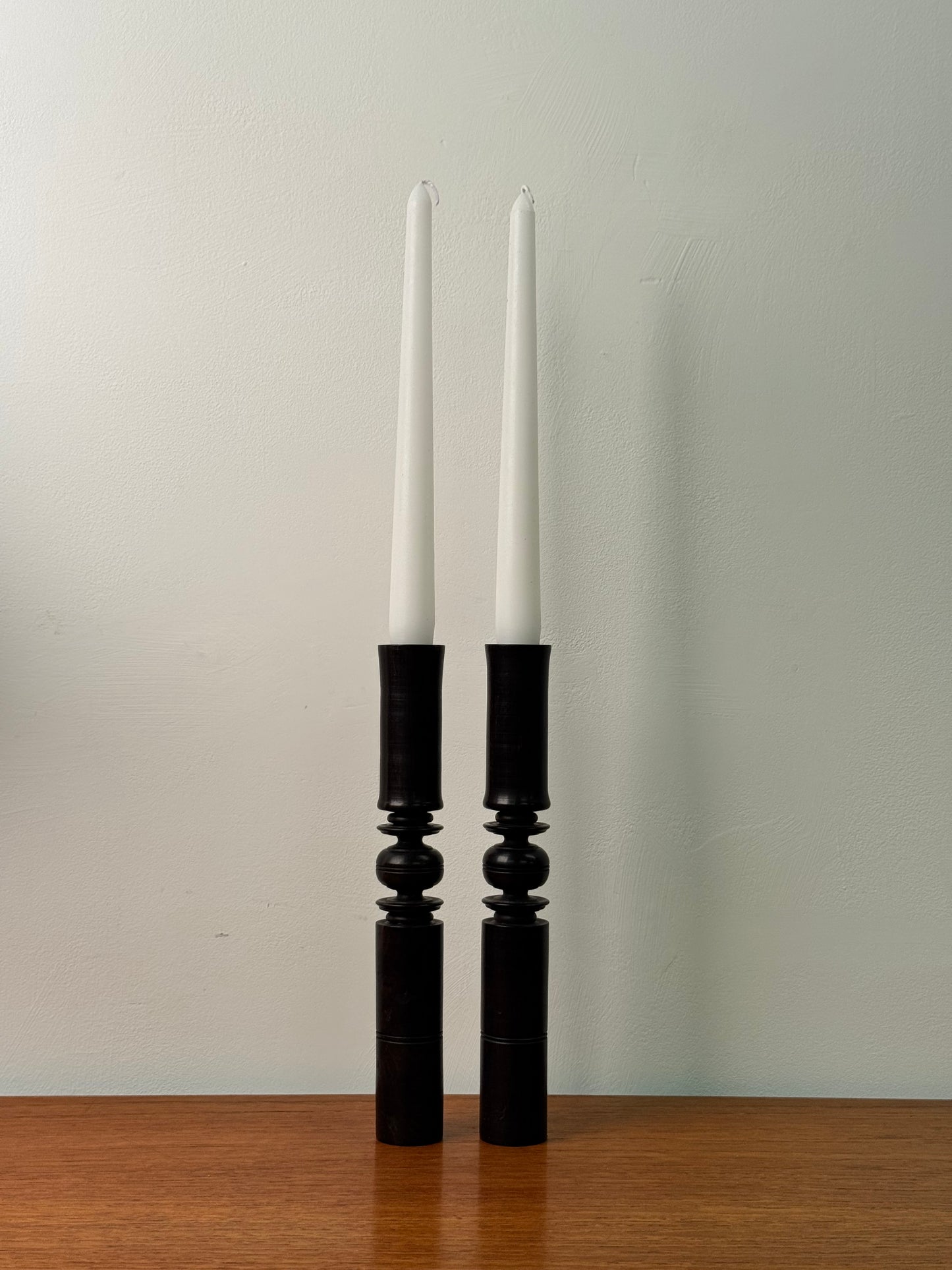 Vintage hardwood turned candlesticks
