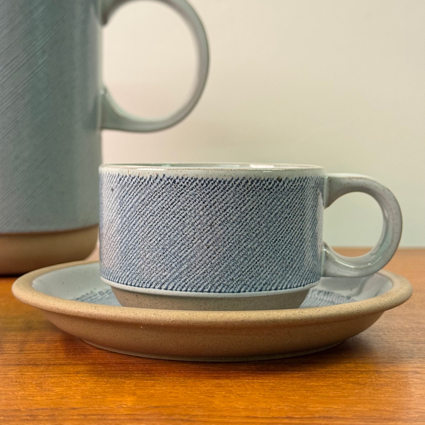 1970s Denim pattern stoneware tea set by Midwinter