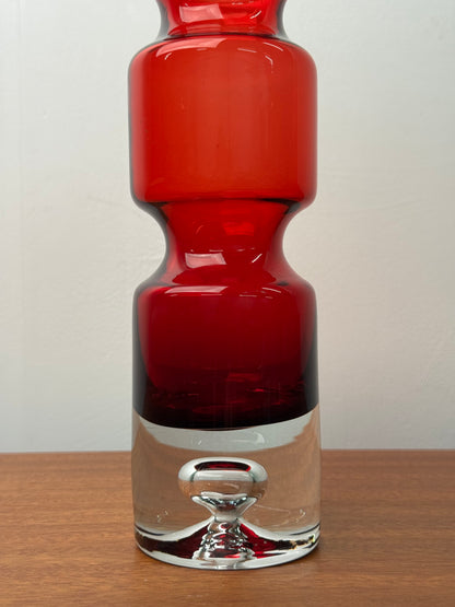 Tall Red glass vase by Bo Borgstrom for Aseda Sweden