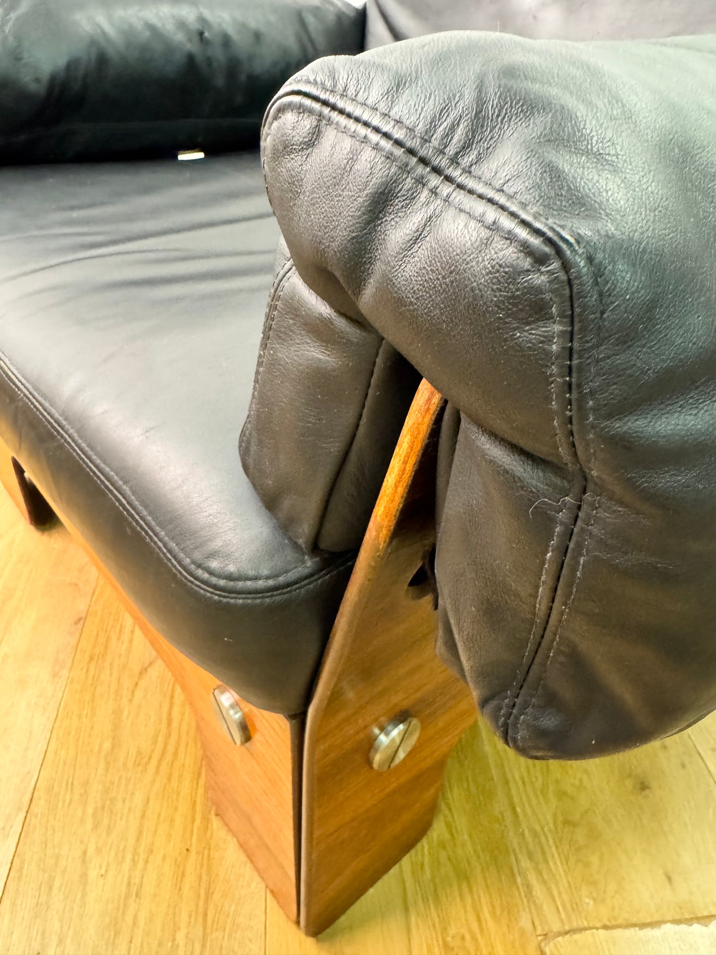 Plywood and Leather armchair by John Hardy