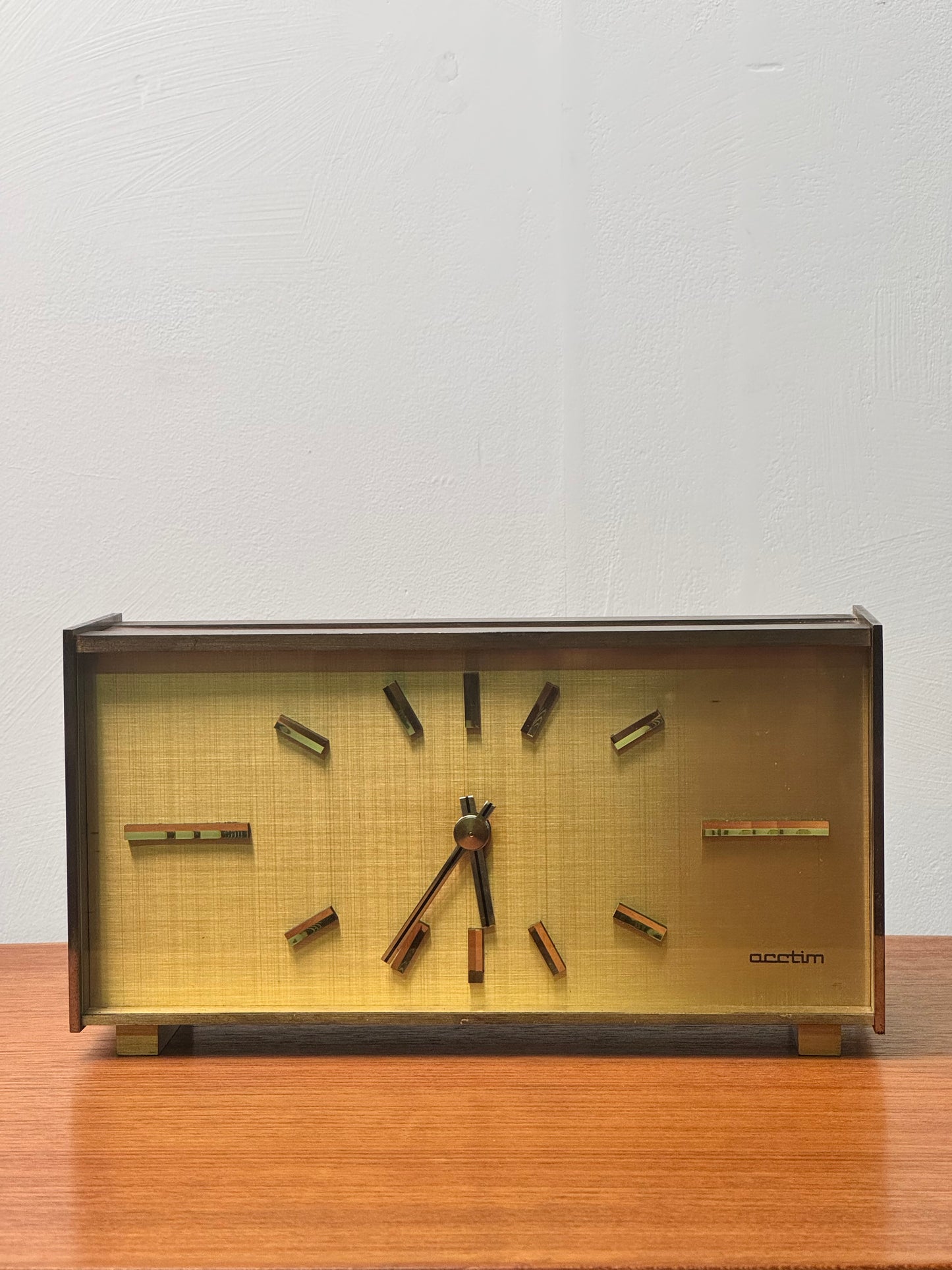 1960s brushed brass table clock by Acctim