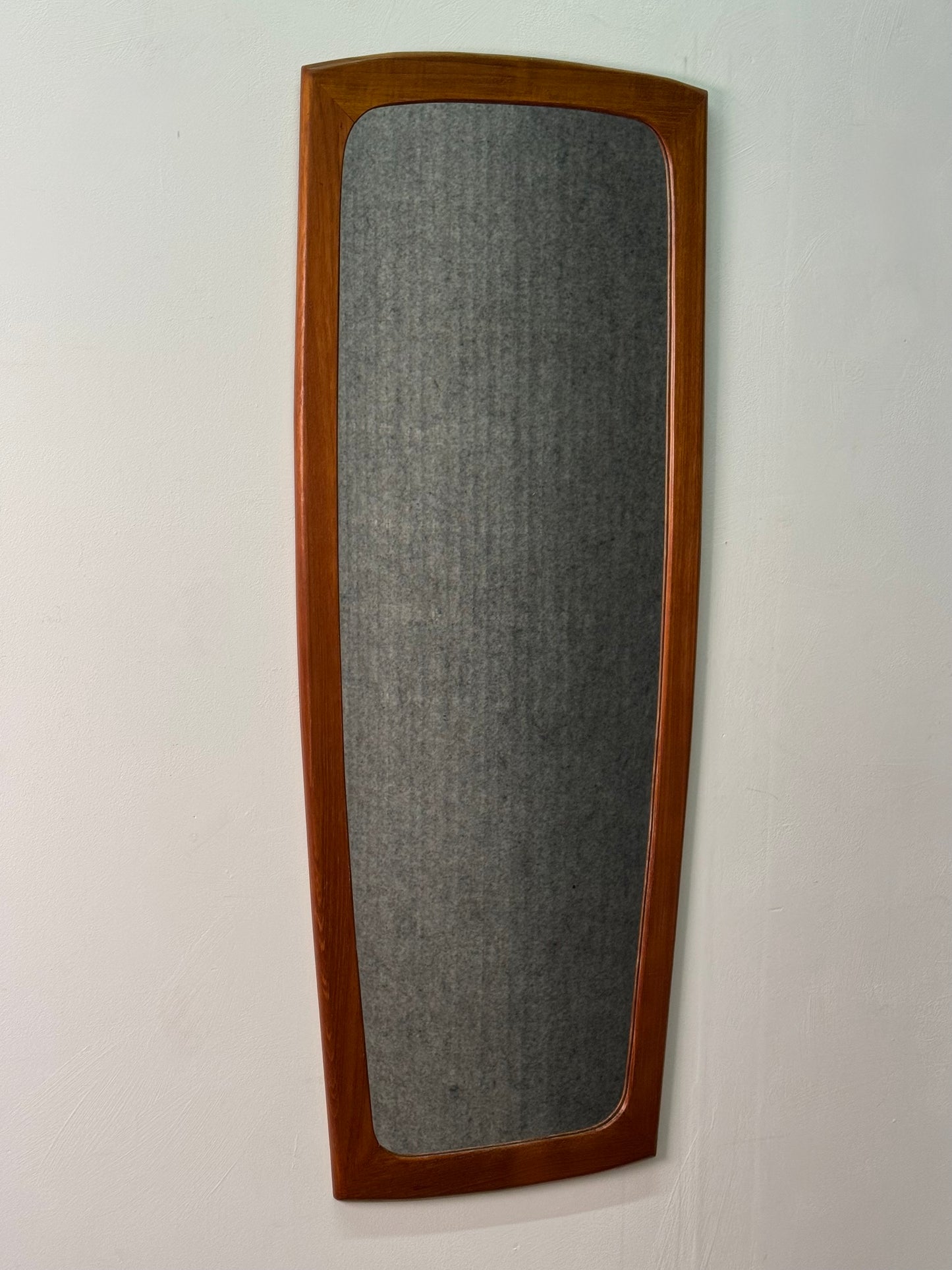 1960s tall teak wall hanging mirror