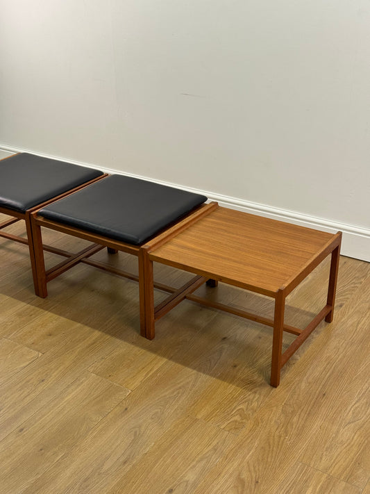 Set of 3 teak side tables/seats made in Norway