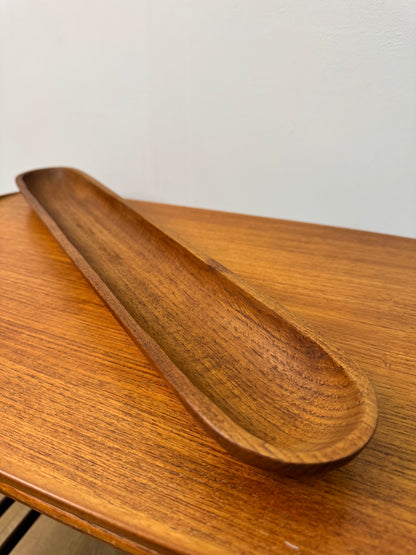 1970s long narrow teak dish