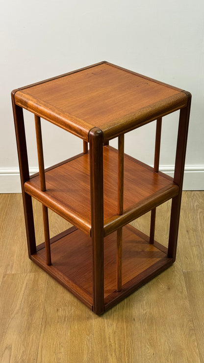 1970s Danish teak rotating display book case
