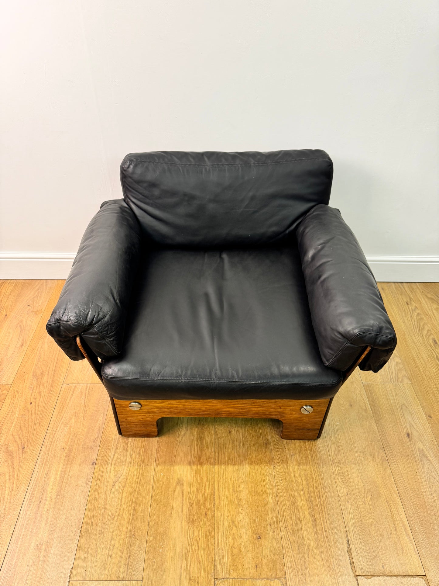 Plywood and Leather armchair by John Hardy