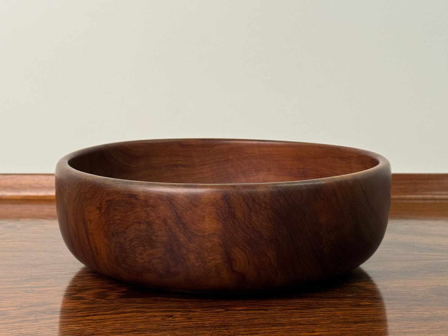 1970s black walnut turned salad bowl