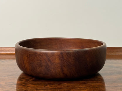 1970s black walnut turned salad bowl