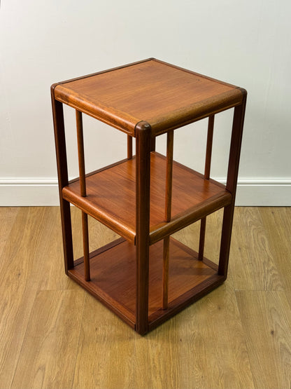 1970s Danish teak rotating display book case