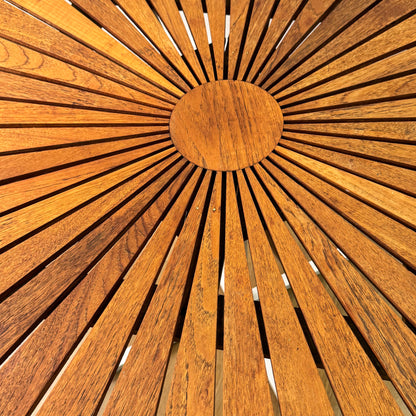 Teak Sunburst garden table by Daneline Denmark 1970s