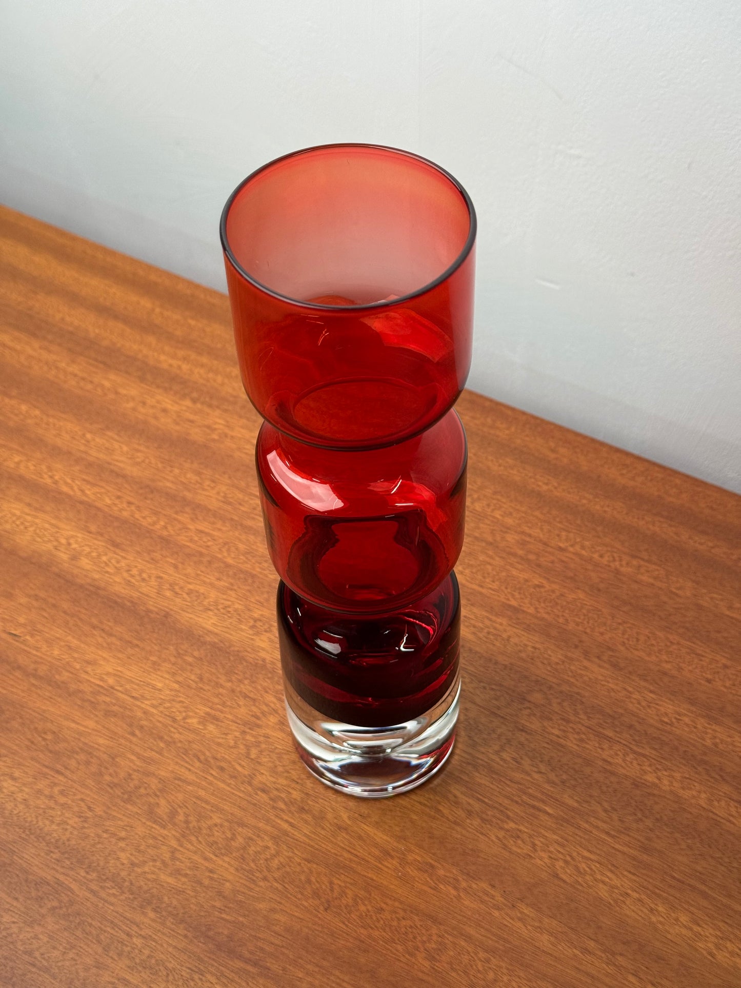 Tall Red glass vase by Bo Borgstrom for Aseda Sweden