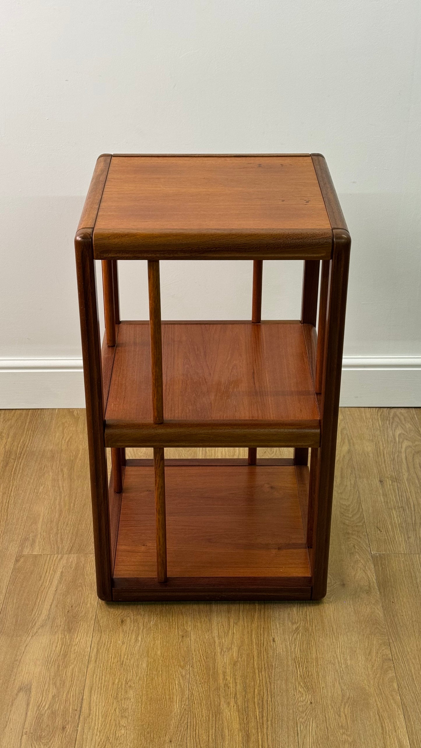 1970s Danish teak rotating display book case