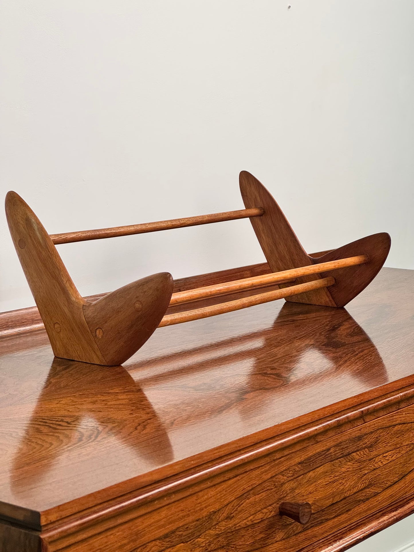 1960s carved wood book trough