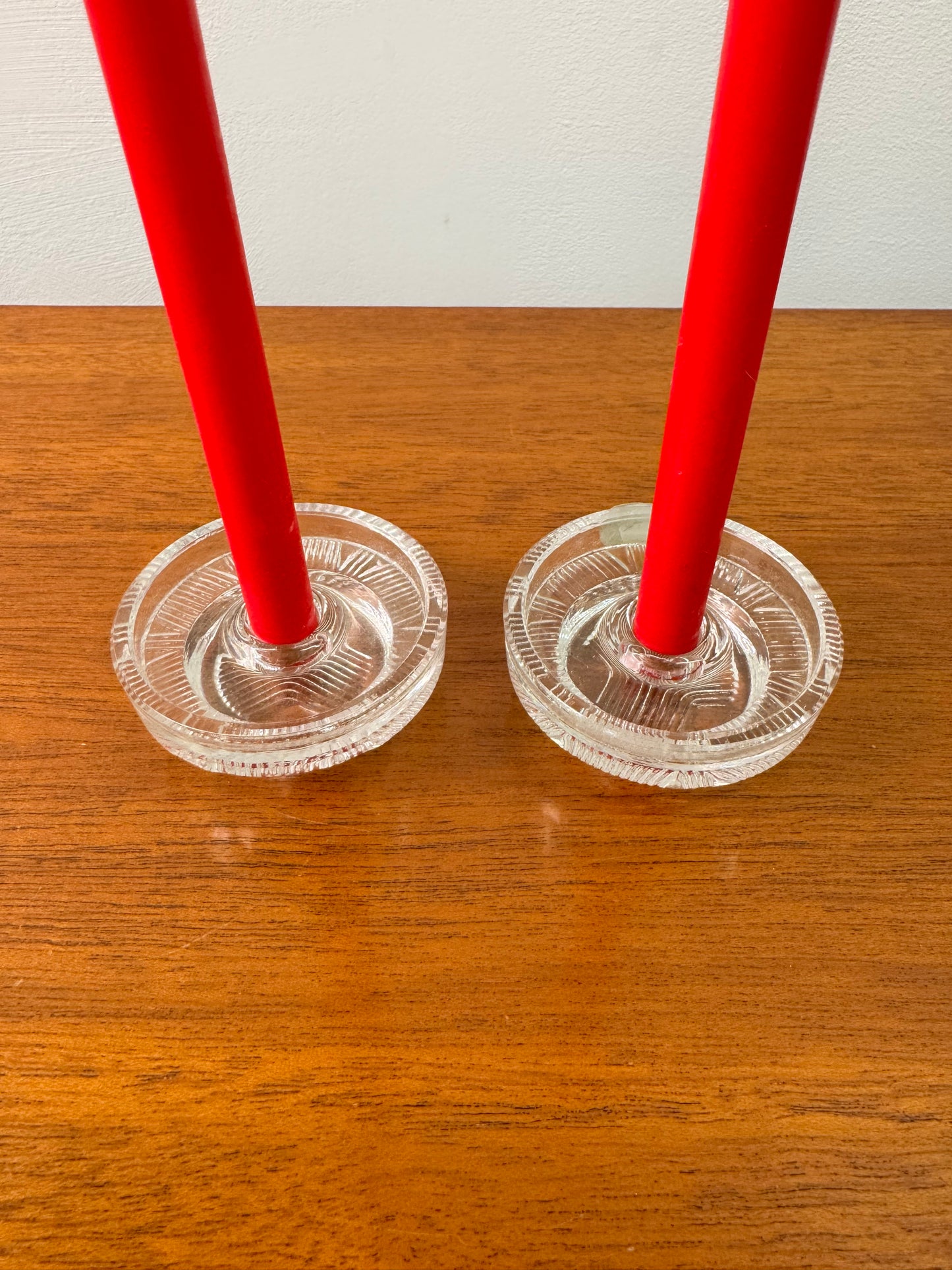 Glass candleholders made in Czechoslovakia