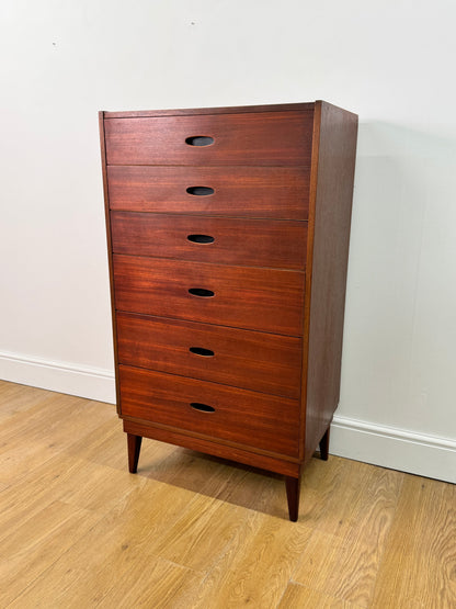 Tall teak chest of drawers by Frank Guille