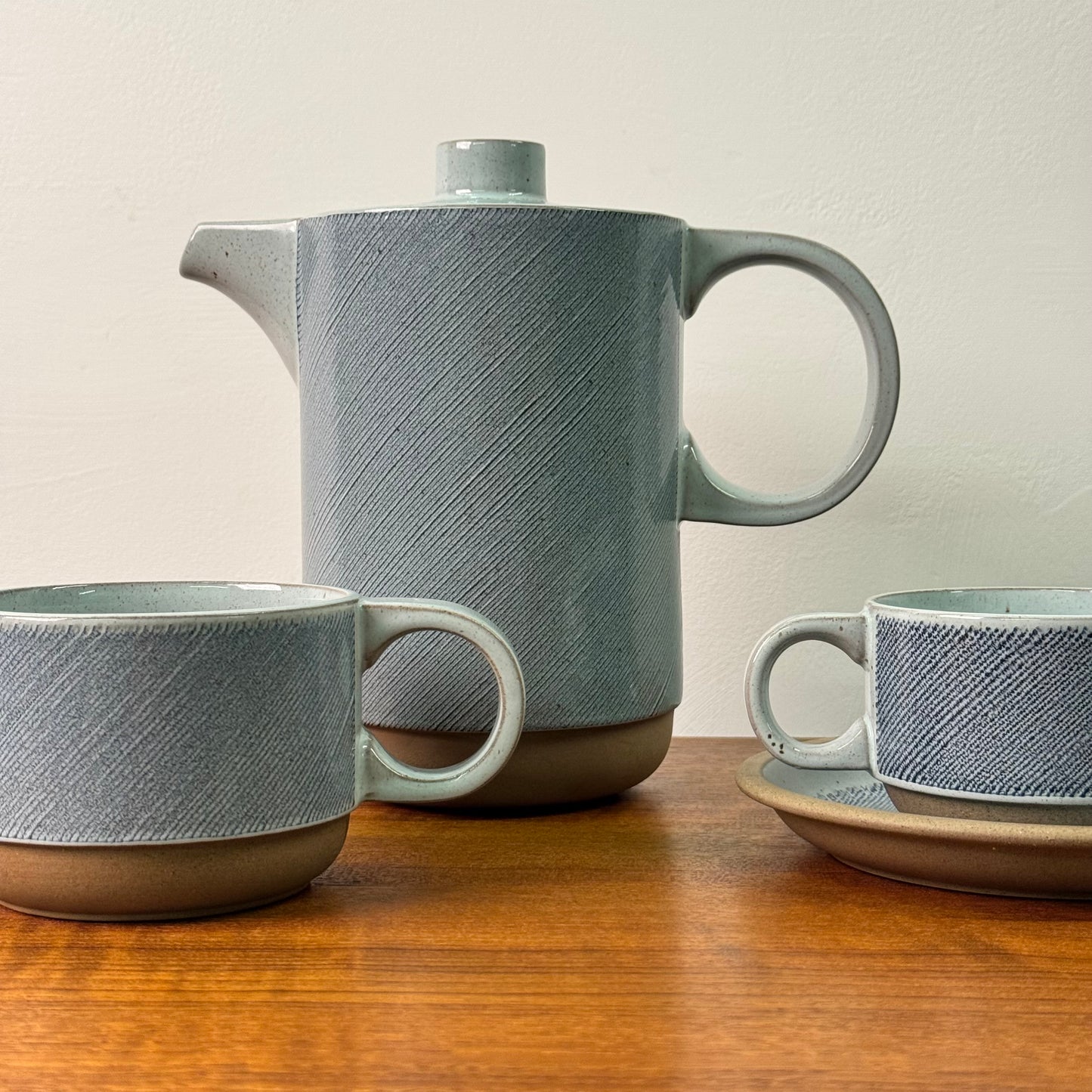 1970s Denim pattern stoneware tea set by Midwinter