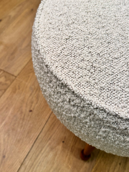 1950s ivory boucle stool