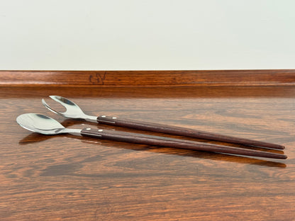 Stainless steel and rosewood salad servers
