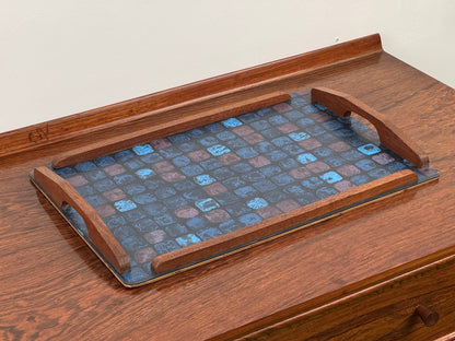 1960s formica serving tray with handles