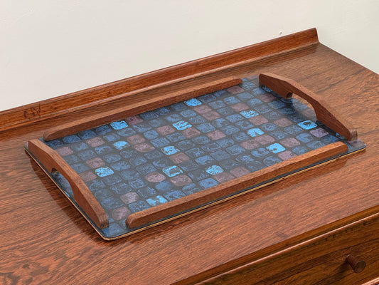 1960s formica serving tray with handles
