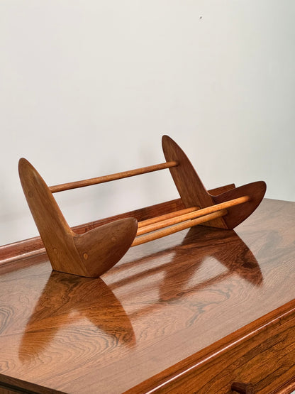 1960s carved wood book trough