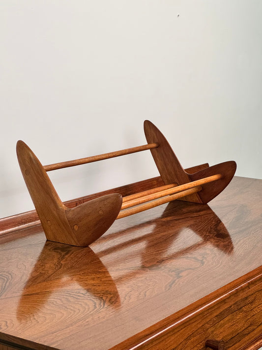 1960s carved wood book trough