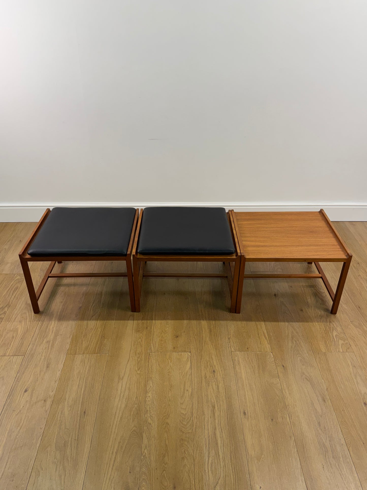 Set of 3 teak side tables/seats made in Norway