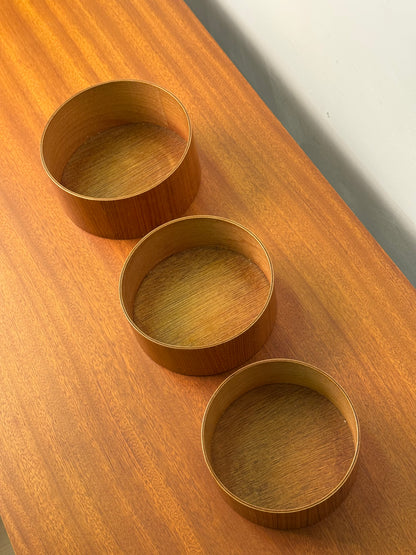 1960s teak ply bowl set